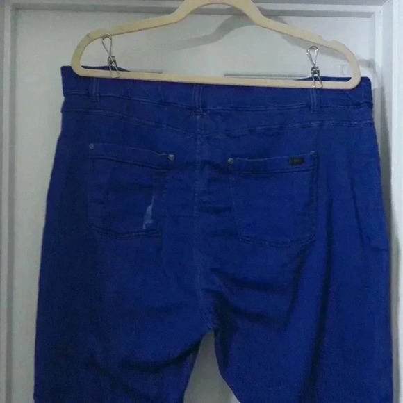 Hue Deep Ultramarine Skimmer Ripped Denim Hi-Rise Leggings / Size 20W - Picture 9 of 16